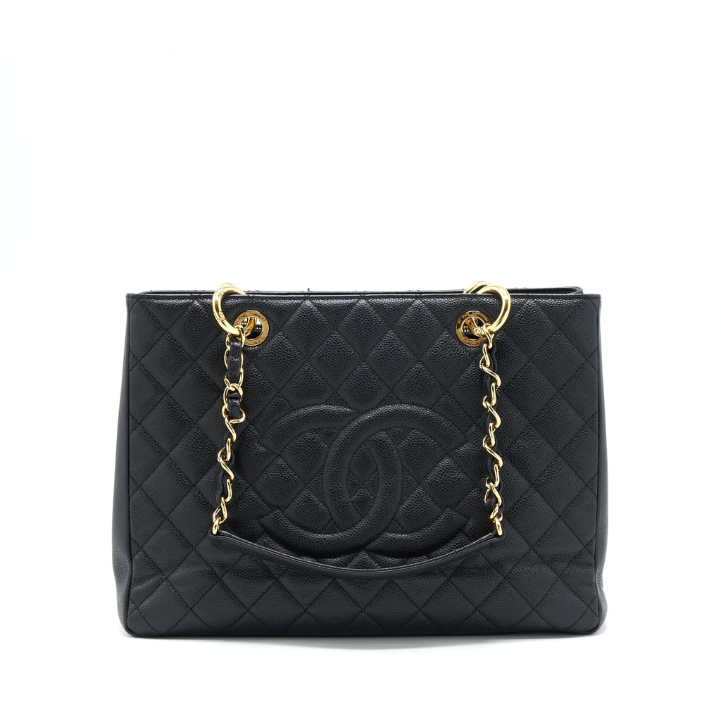 CHANEL GRAND SHOPPING TOTE BAG CAVIAR BLACK GHW