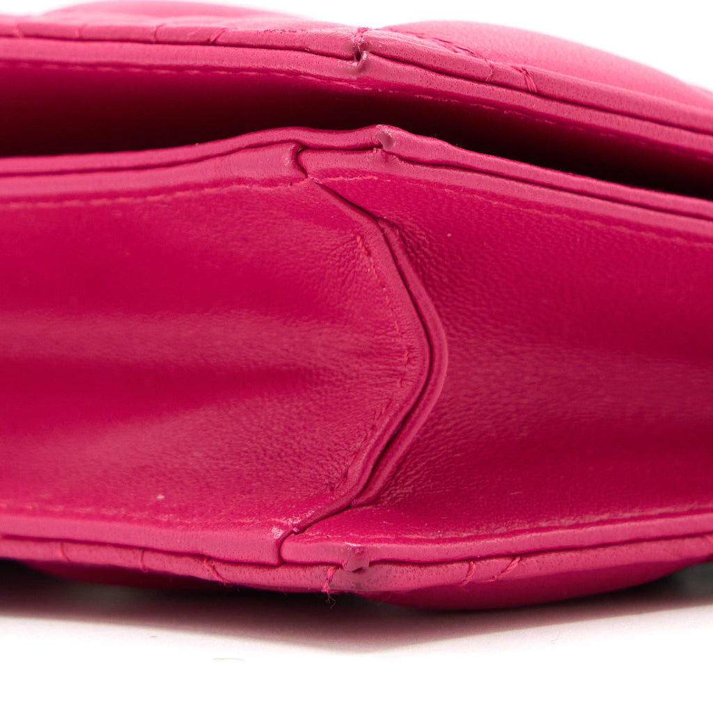 DIOR CANNAGE QUILTED LADY DIOR CHAIN CLUTCH LAMBSKIN PINK LGHW