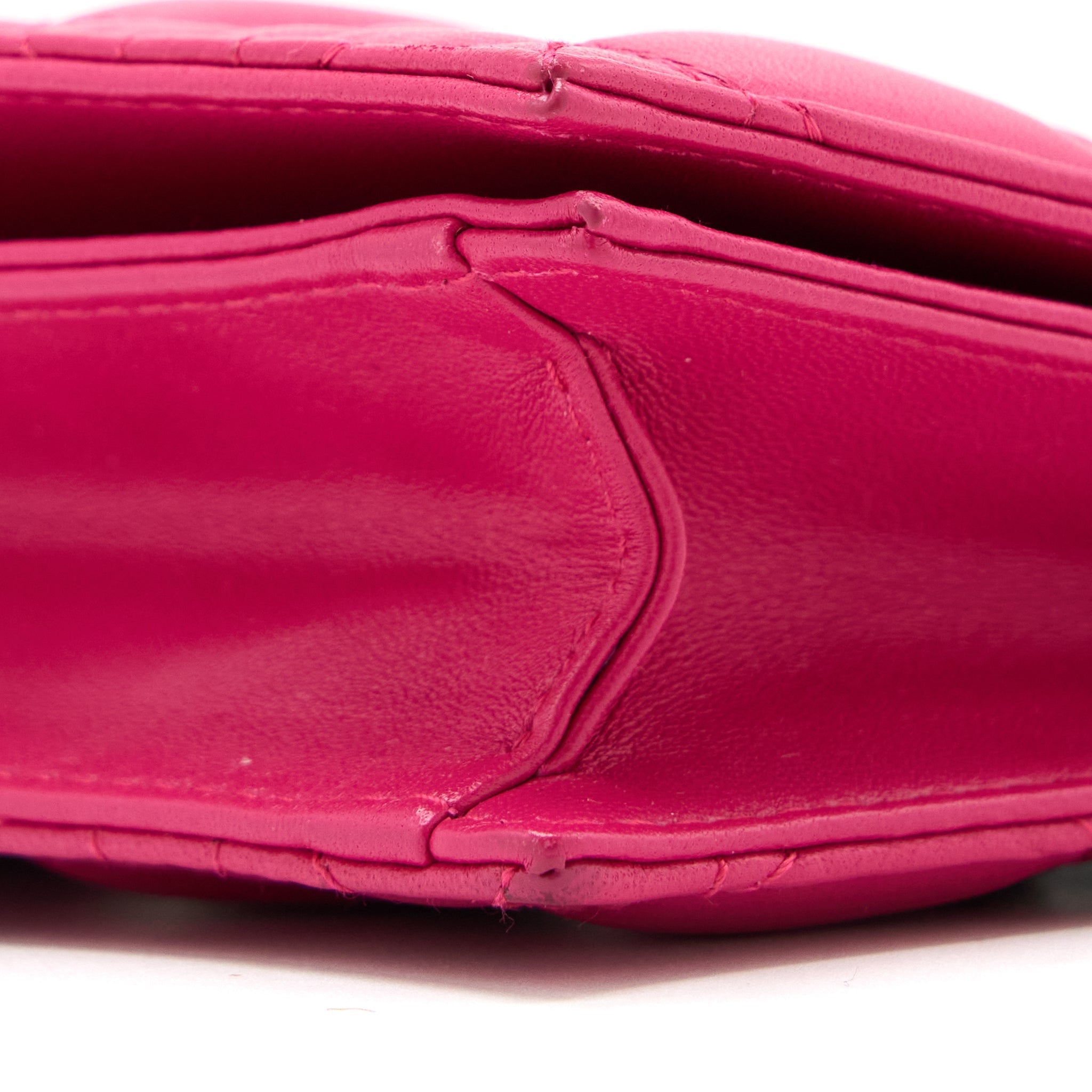 DIOR CANNAGE QUILTED LADY DIOR CHAIN CLUTCH LAMBSKIN PINK LGHW