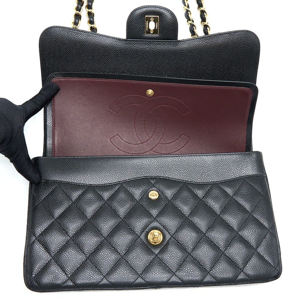 CHANEL CLASSIC JUMBO FLAP BAG CAVIAR BLACK GHW