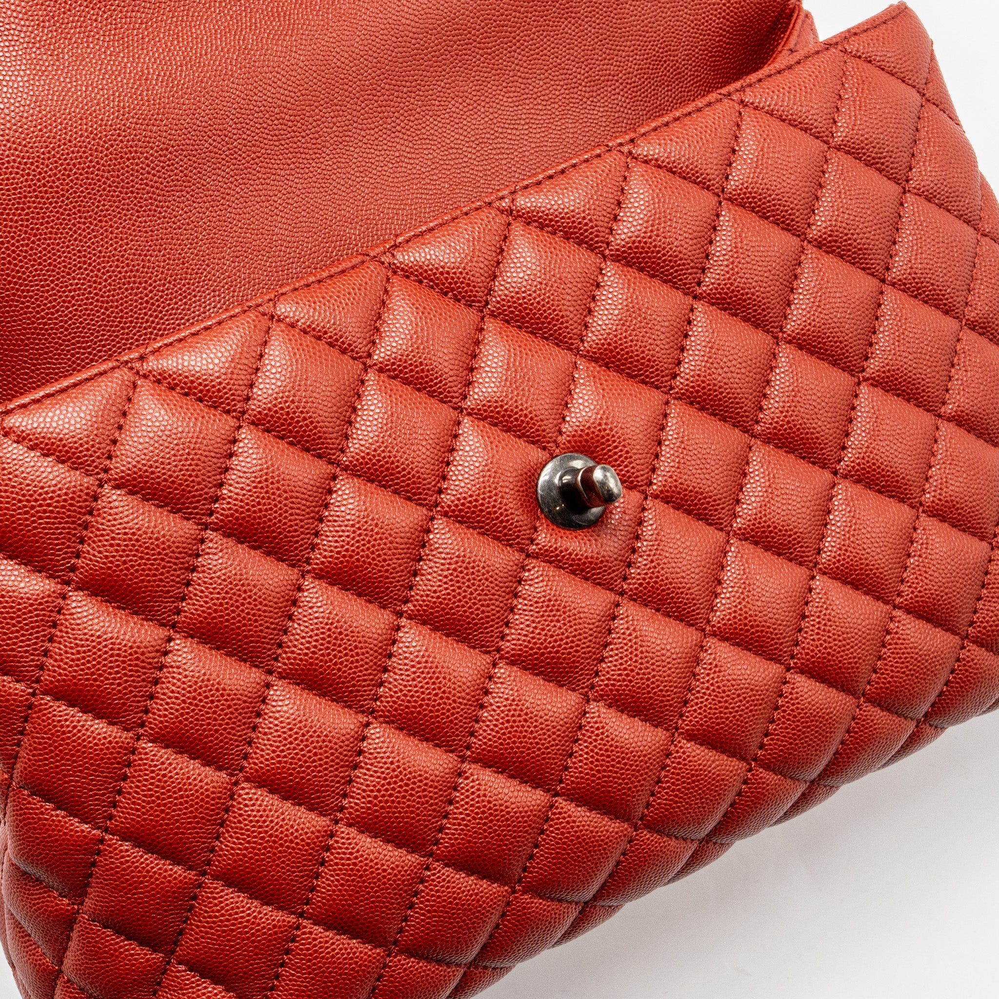 CHANEL LARGE COCO HANDLE CAVIAR DARK RED RUTHENIUM HARDWARE