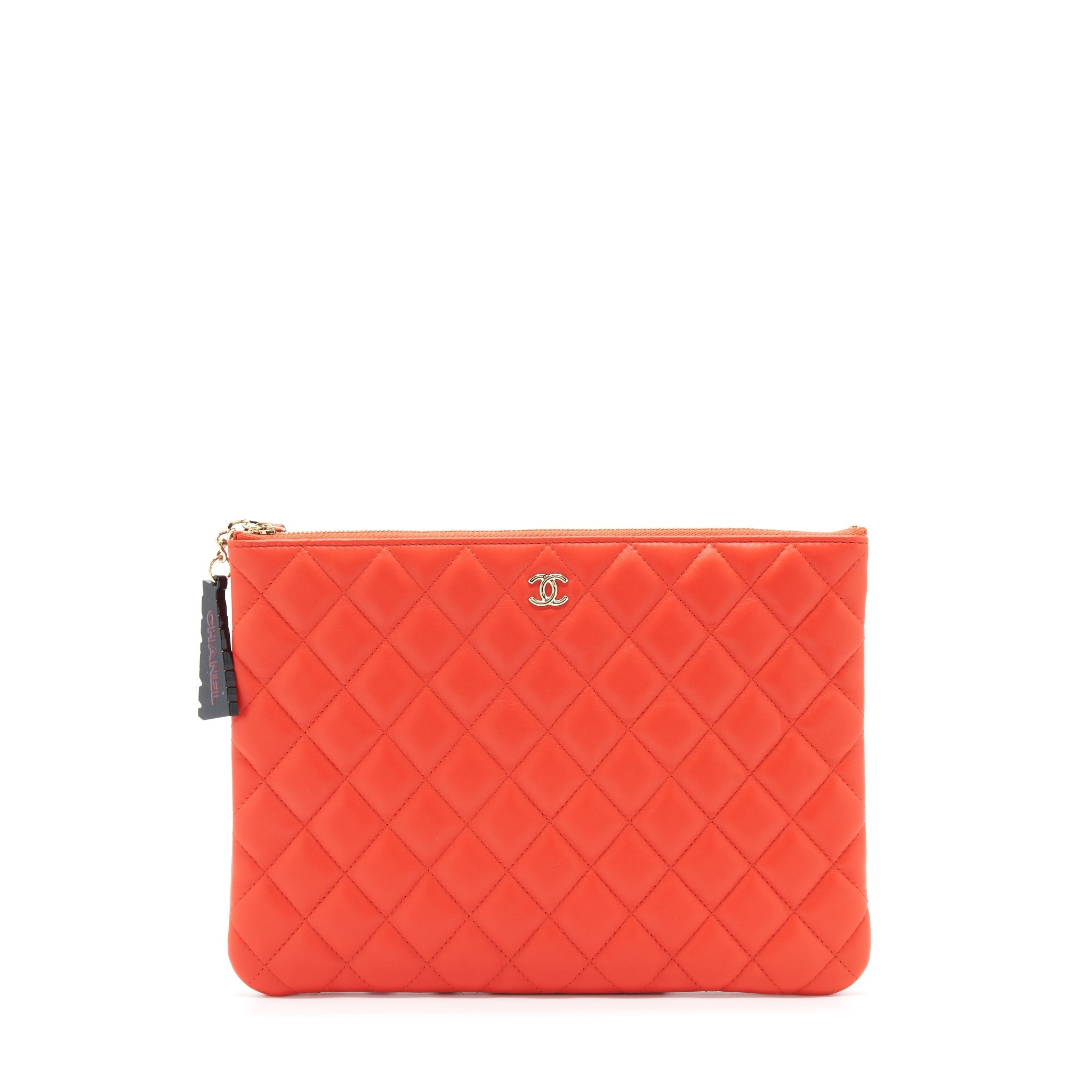 CHANEL HABANA O CASE POUCH LAMBSKIN RED GHW