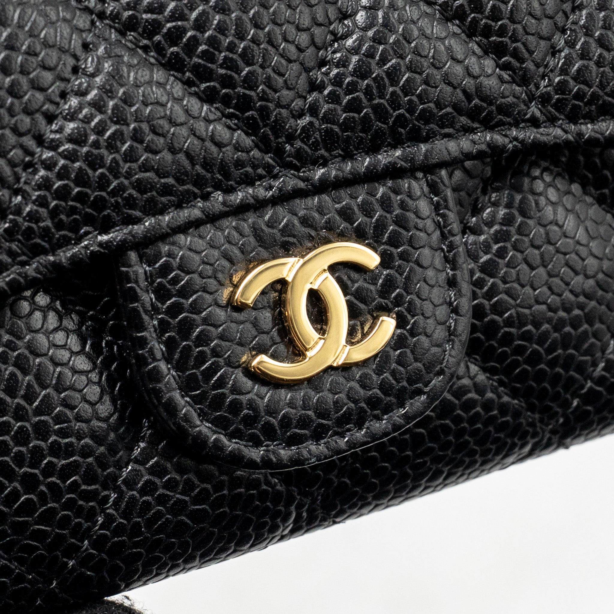 CHANEL CLASSIC FLAP CARD HOLDER CAVIAR BLACK GHW (MICROCHIP)