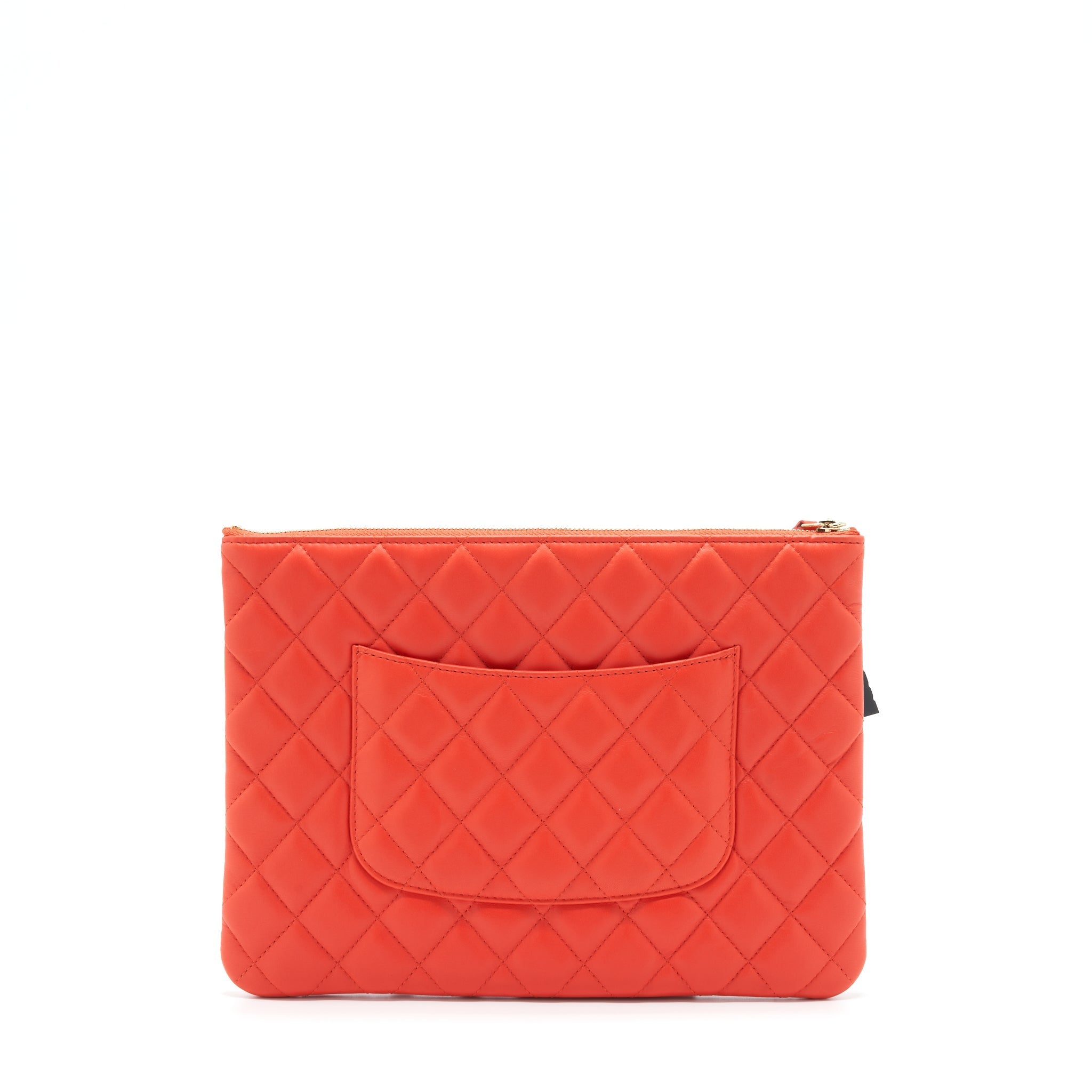 CHANEL HABANA O CASE POUCH LAMBSKIN RED GHW