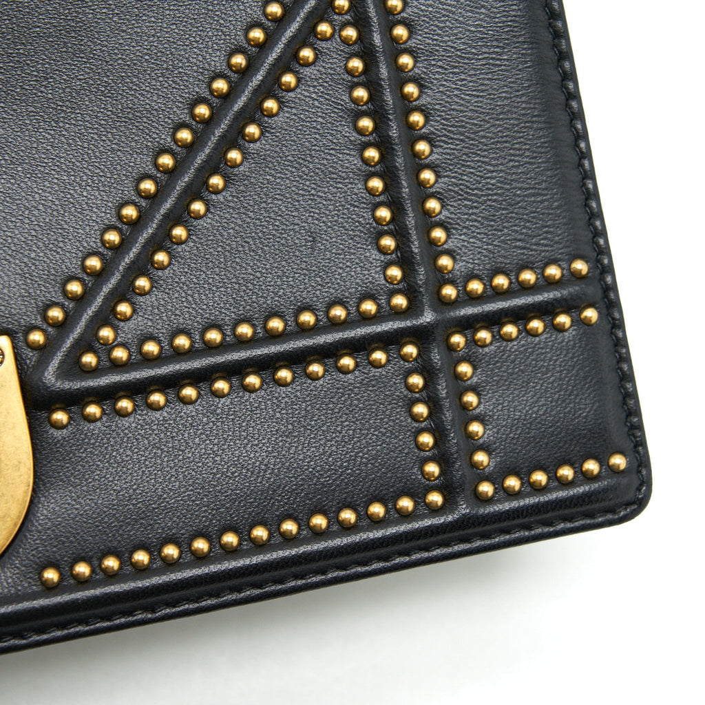 DIOR SMALL STUDDED DIORAMA BLACK GHW