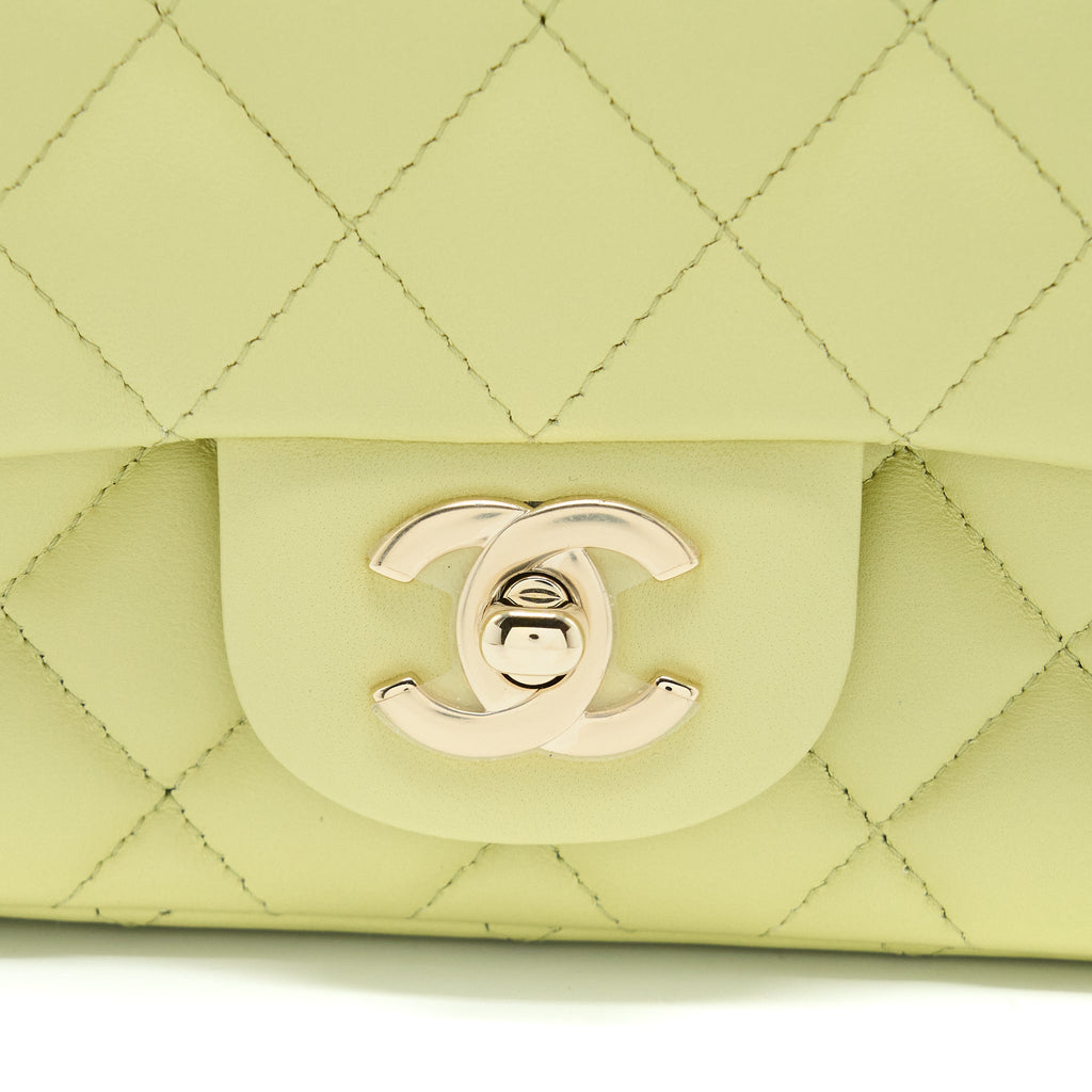 CHANEL 23C MINI SQUARE FLAP BAG LAMBSKIN LIGHT GREEN LGHW (MICROCHIP)