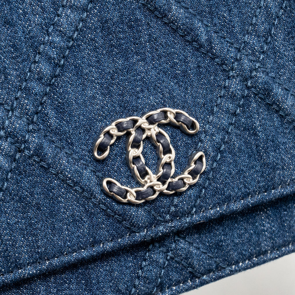 CHANEL 19 WALLET ON CHAIN DENIM DARK BLUE MULTICOLOUR HARDWARE (MICROCHIP)