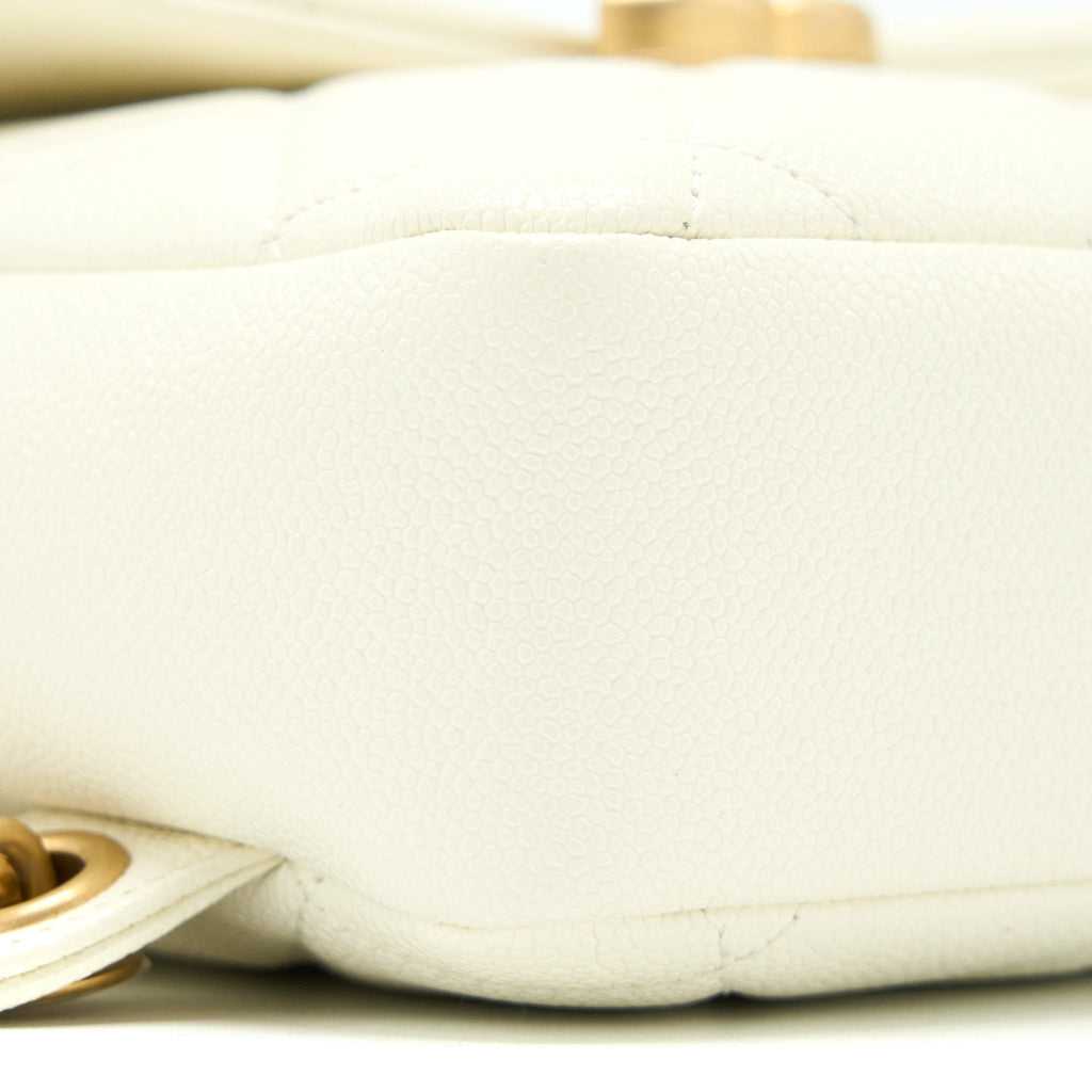 CHANEL 22P FLAP BACKPACK CAVIAR WHITE BRUSHED GHW (MICROCHIP)