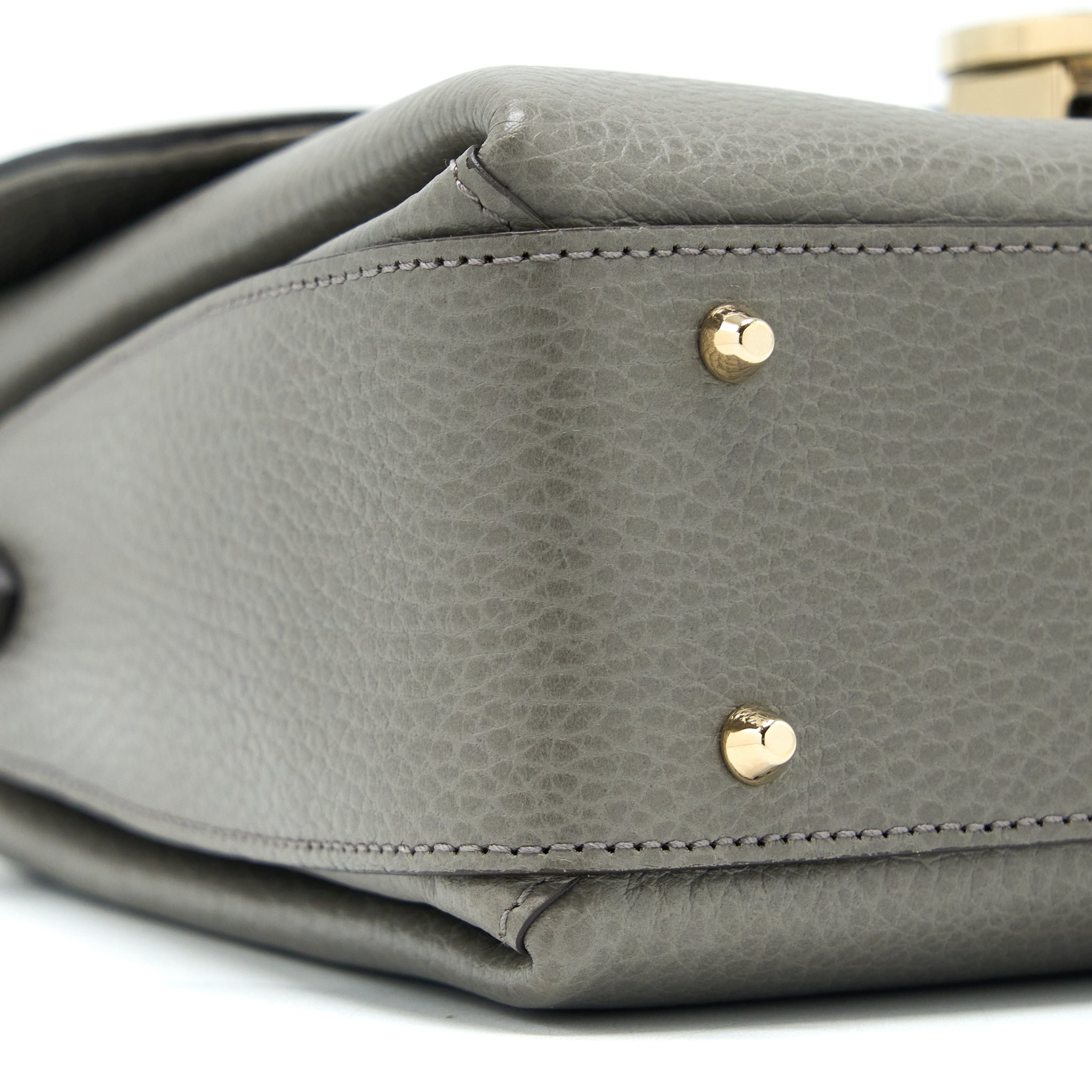 GUCCI GG TOP HANDLE BAG CAFLSKIN GREY LGHW