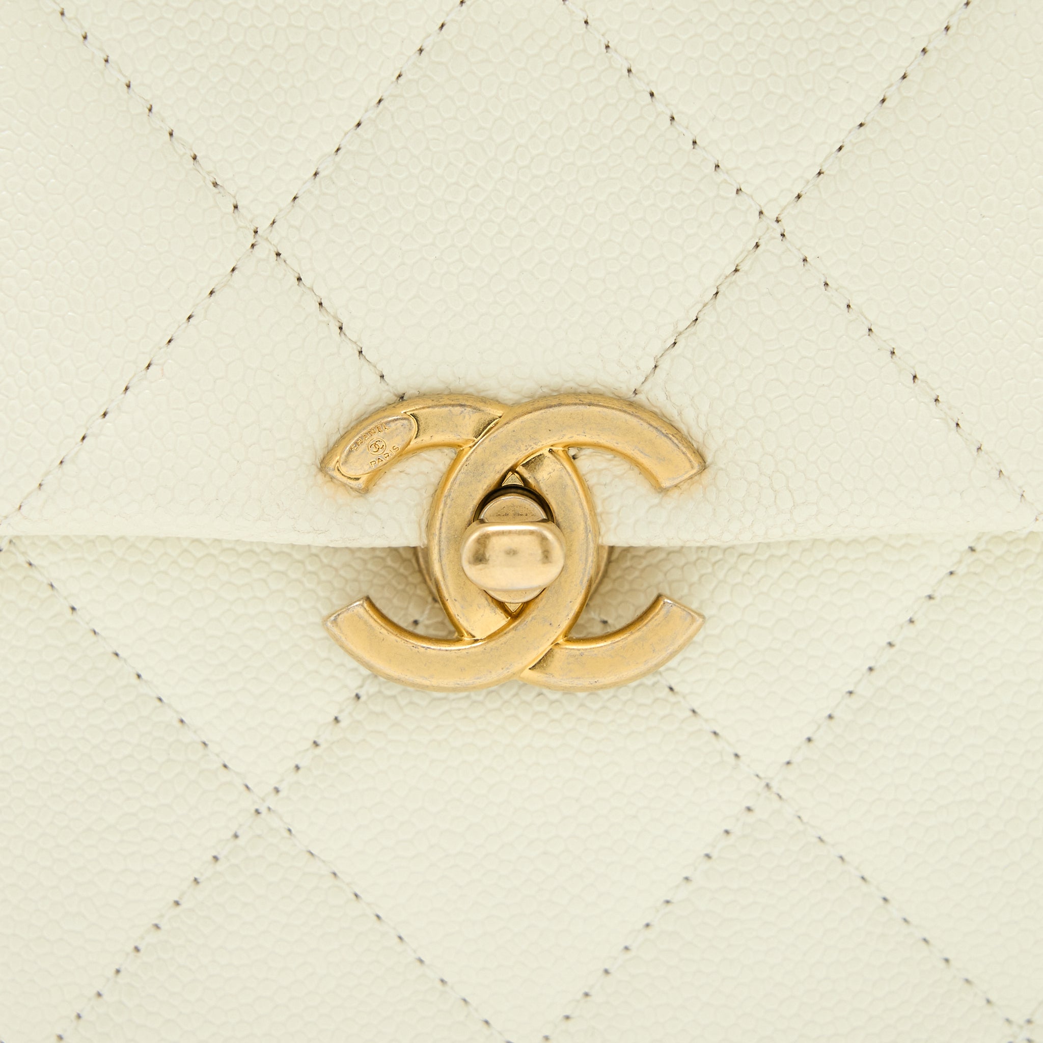CHANEL 22P FLAP BACKPACK CAVIAR WHITE BRUSHED GHW (MICROCHIP)