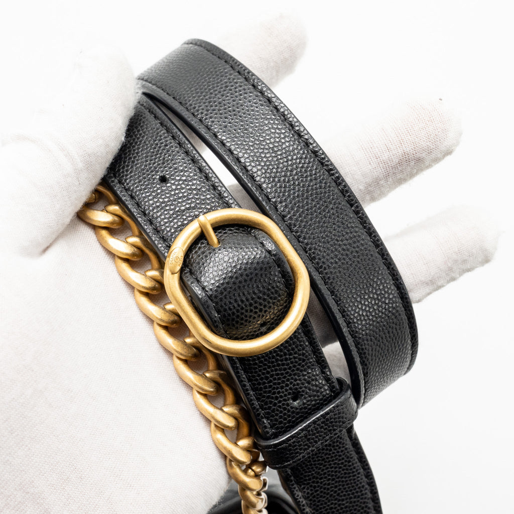 CHANEL 22B ROUND MESSENGER BAG CAVIAR BLACK GHW (MICROCHIP)