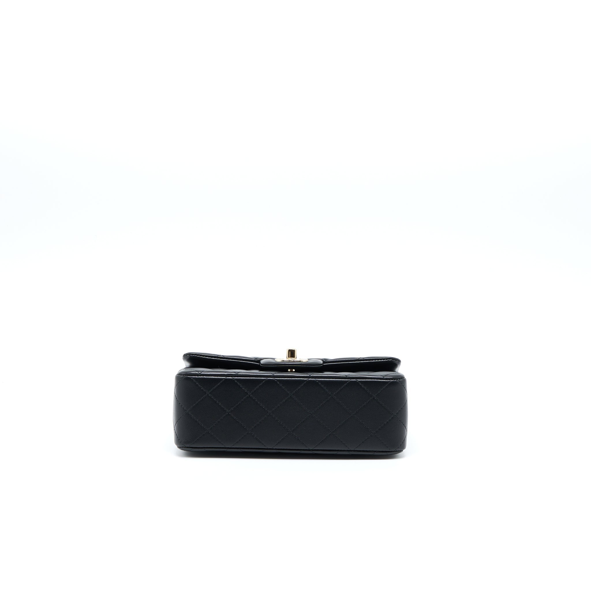 CHANEL TOP HANDLE MINI RECTANGULAR LAMBSKIN BLACK LGHW (MICROCHIP)