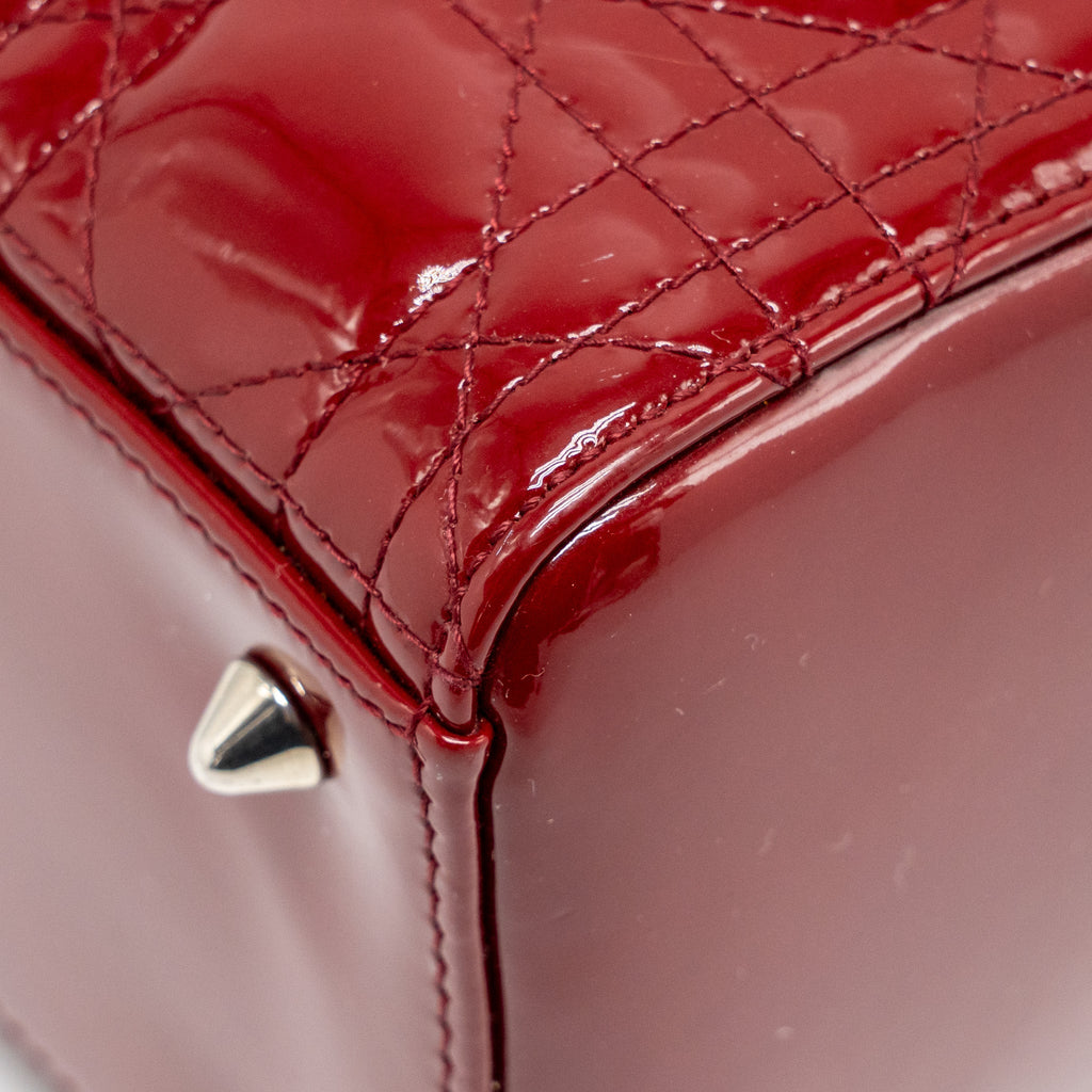 DIOR MEDIUM LADY DIOR PATENT RED SHW