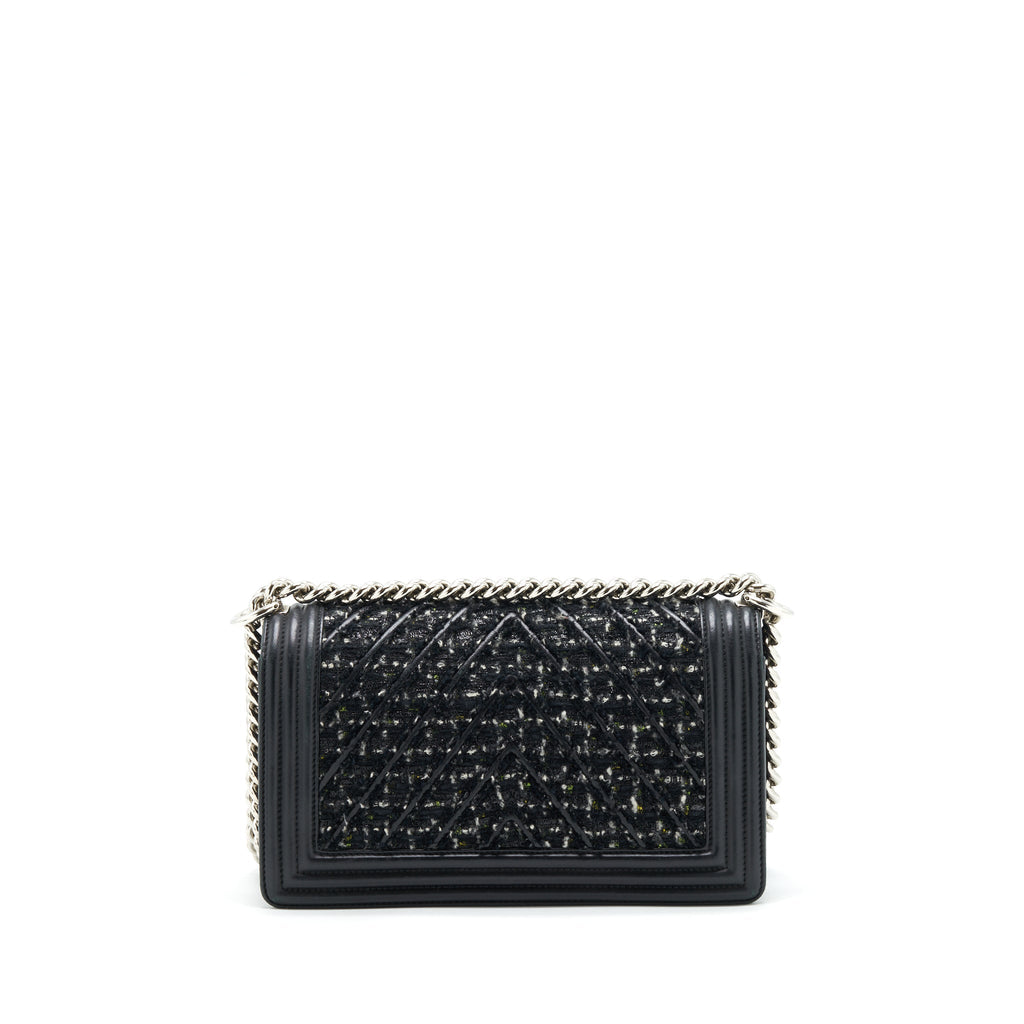 CHANEL BOY MEDIUM TWEED/LAMBSKIN BLACK SHW