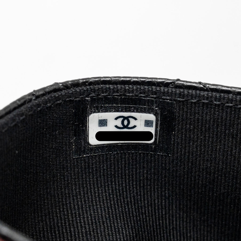 CHANEL CLASSIC FLAP CARD HOLDER CAVIAR BLACK GHW (MICROCHIP)