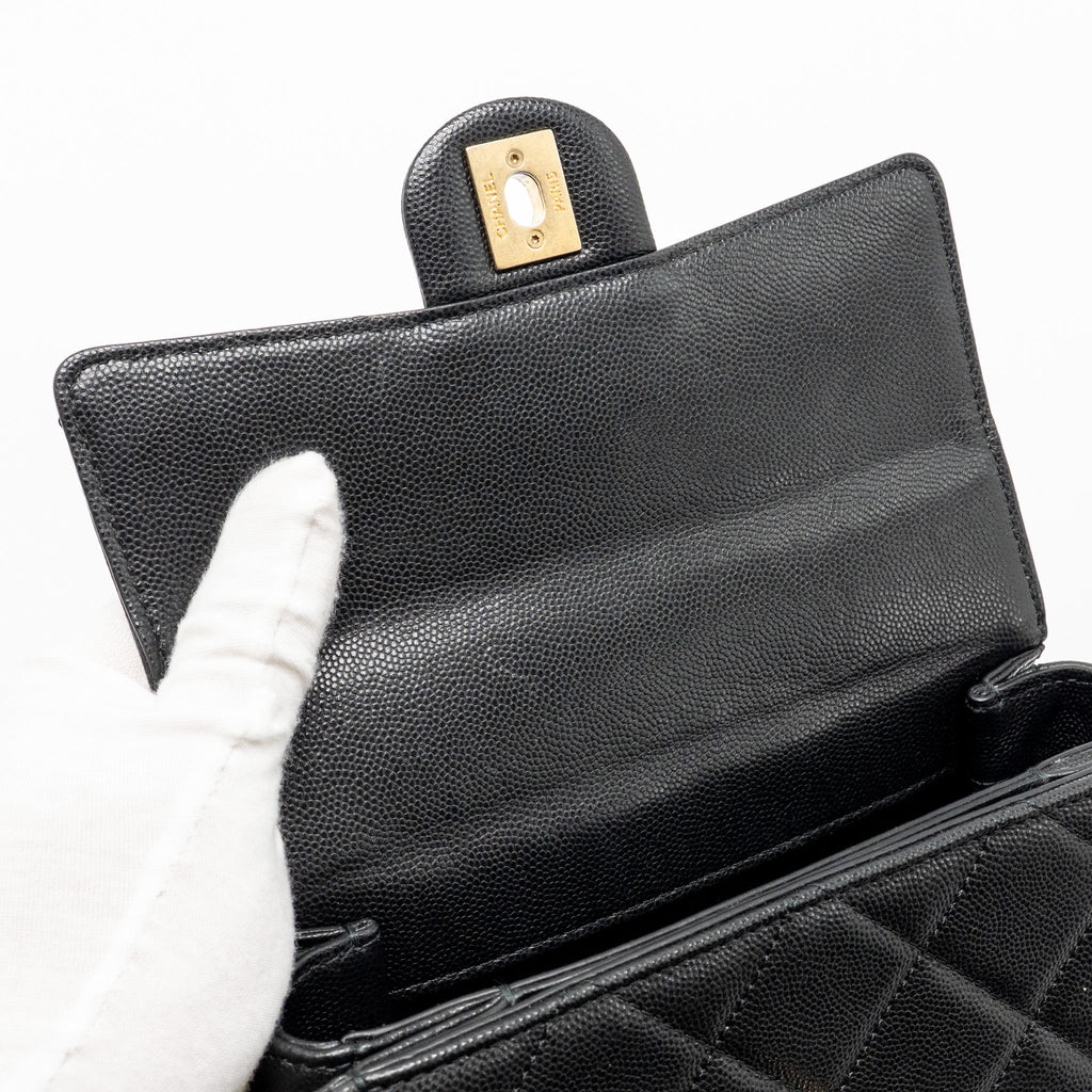 CHANEL 22B ROUND MESSENGER BAG CAVIAR BLACK GHW (MICROCHIP)