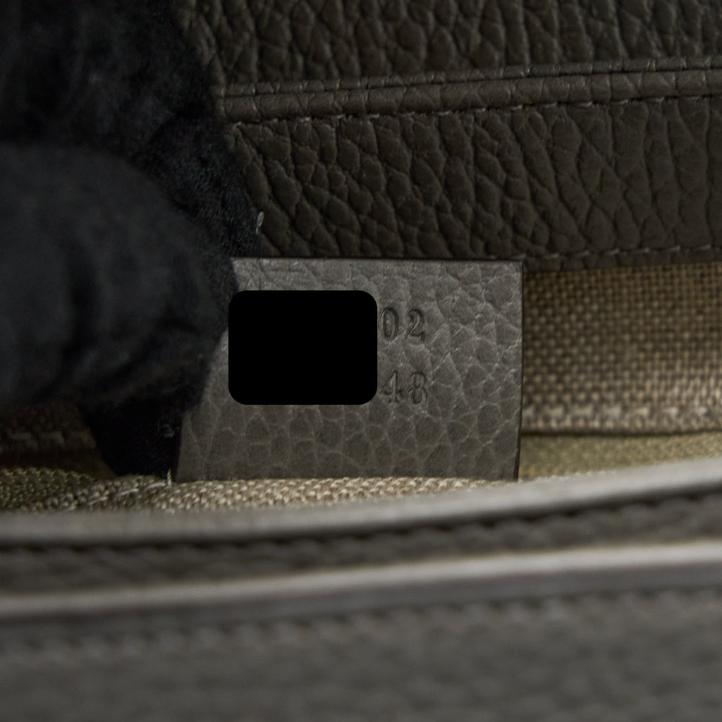 GUCCI GG TOP HANDLE BAG CAFLSKIN GREY LGHW