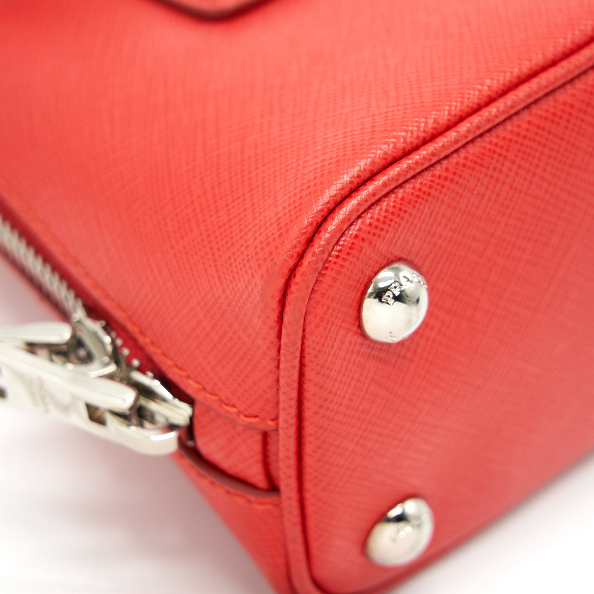 PRADA MINI PROMENADE SAFFIANO LUX LEATHER CROSSBODY BAG IN RED