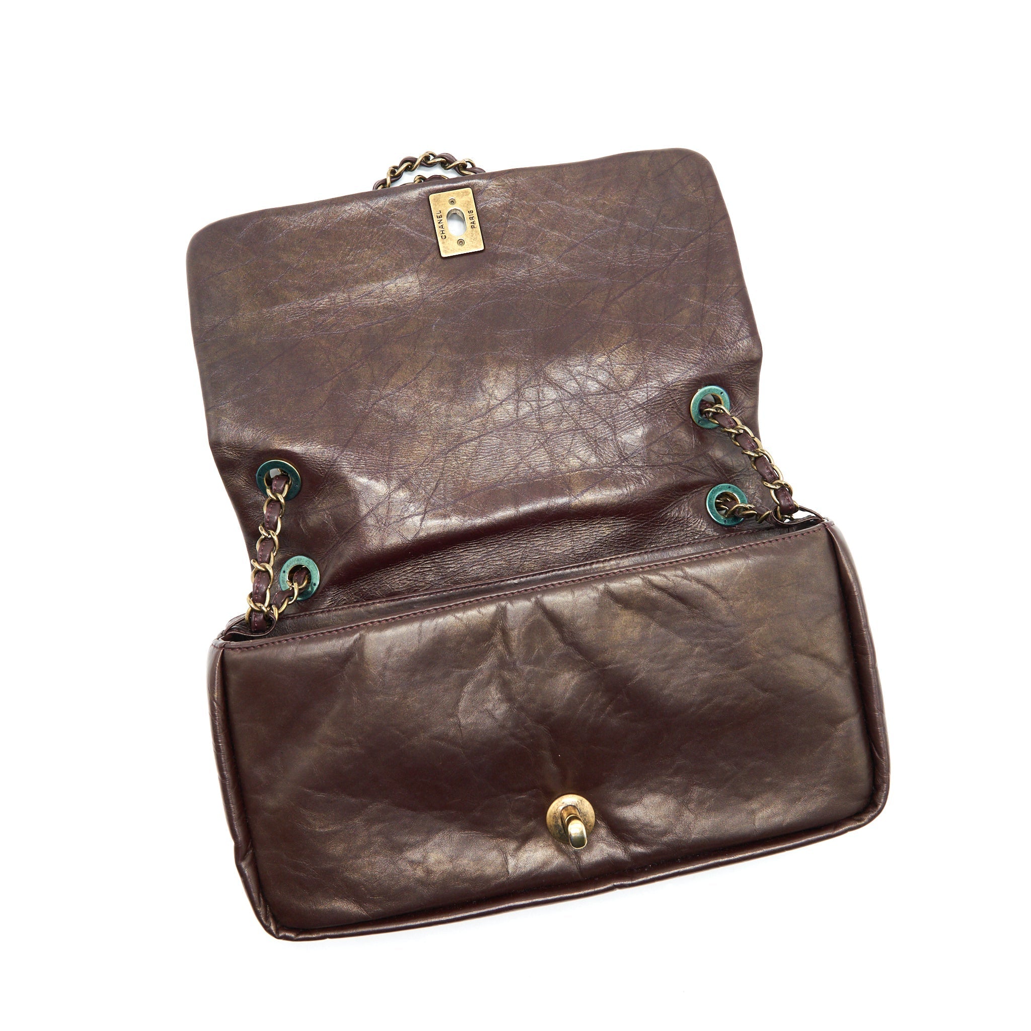 CHANEL CALFSKIN FLAP BAG WITH CHAIN BURGUNDY GHW
