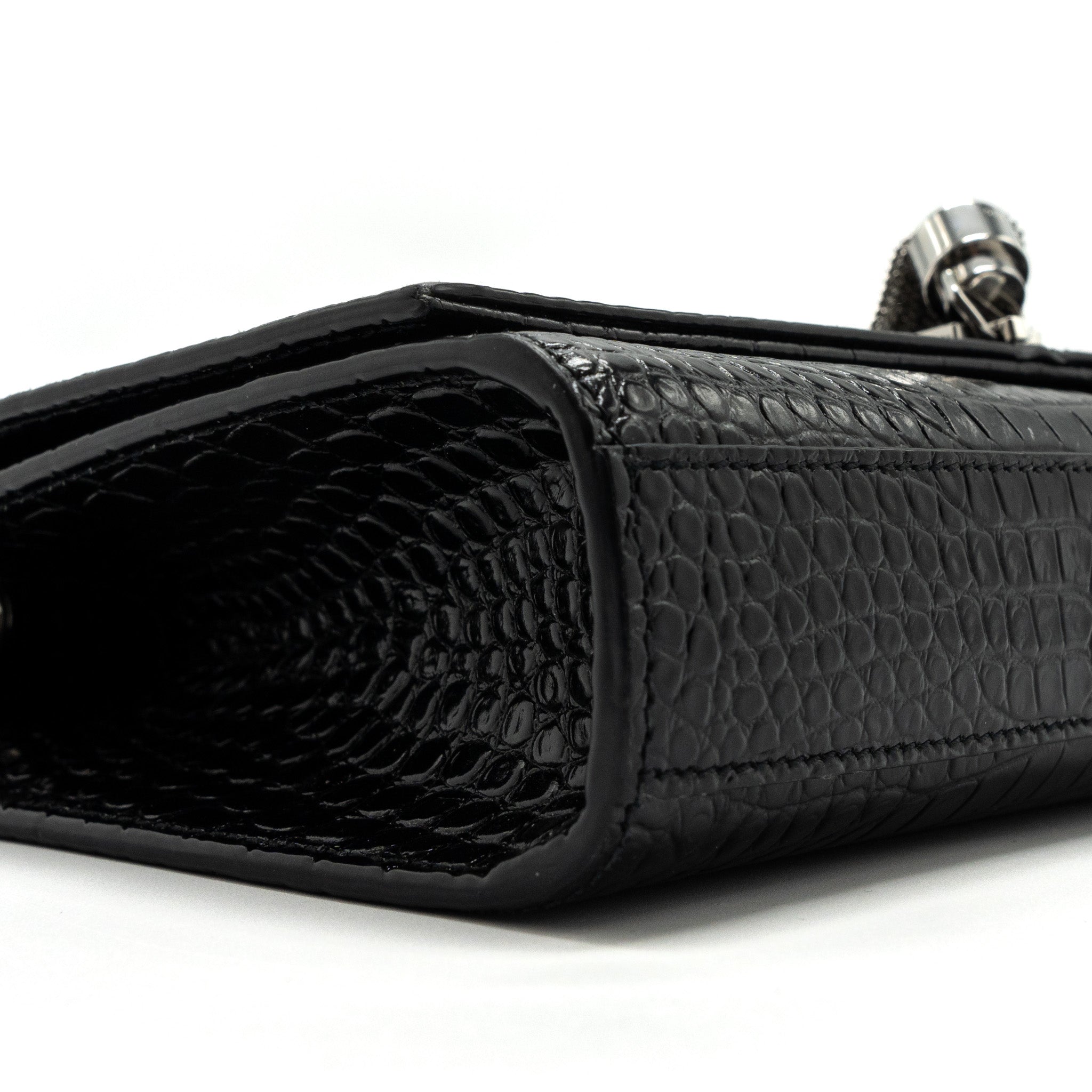 SAINT LAURENT/YSL KATE TASSEL CROC-EMBOSSED CALFSKIN BLACK SH