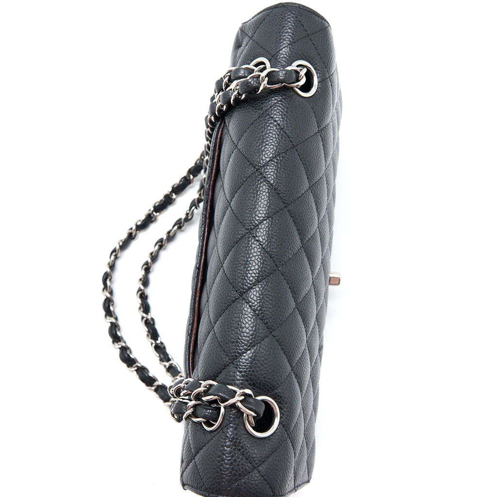 CHANEL MEDIUM CLASSIC FLAP BAG CAVIAR BLACK SHW