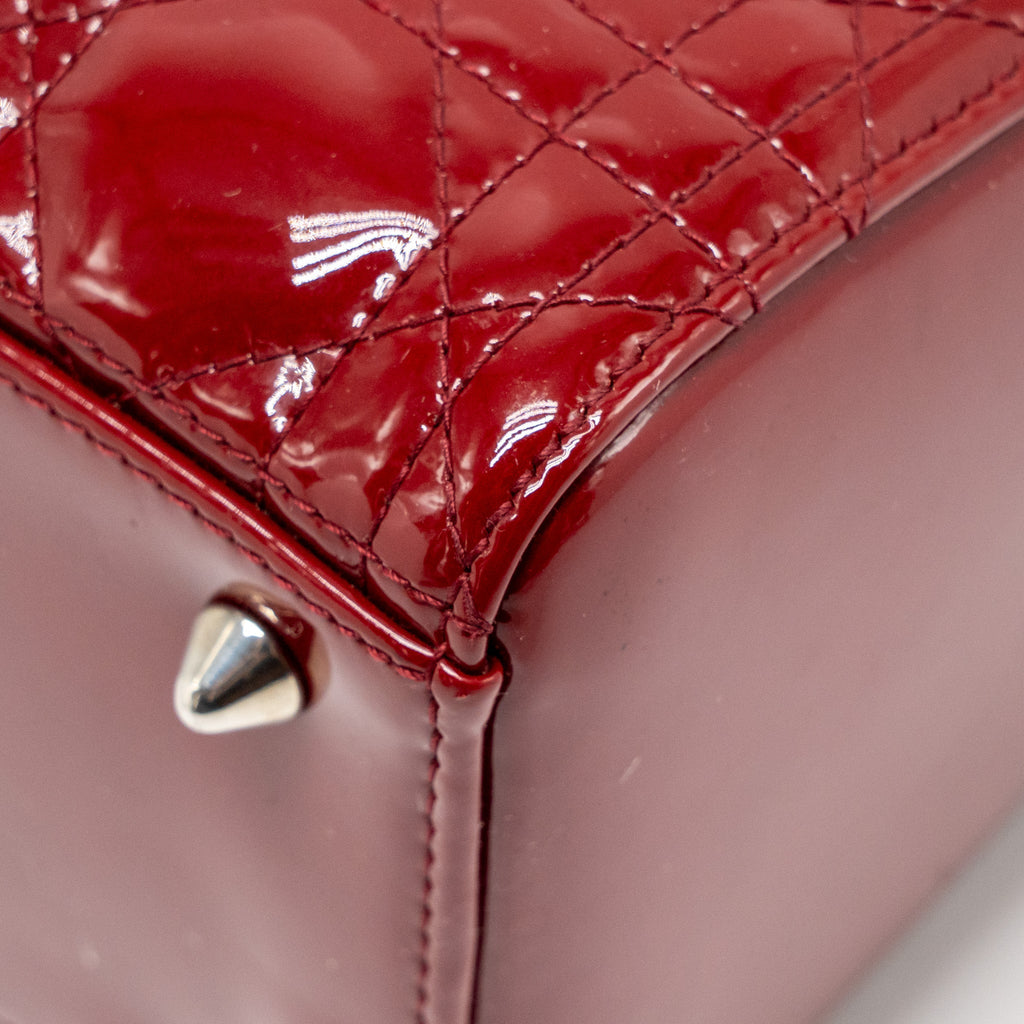 DIOR MEDIUM LADY DIOR PATENT RED SHW