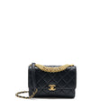 CHANEL 22S LETTER/CRYSTAL HANDLE FLAP BAG LAMBSKIN BLACK BRUSHED GHW(MICROCHIP)
