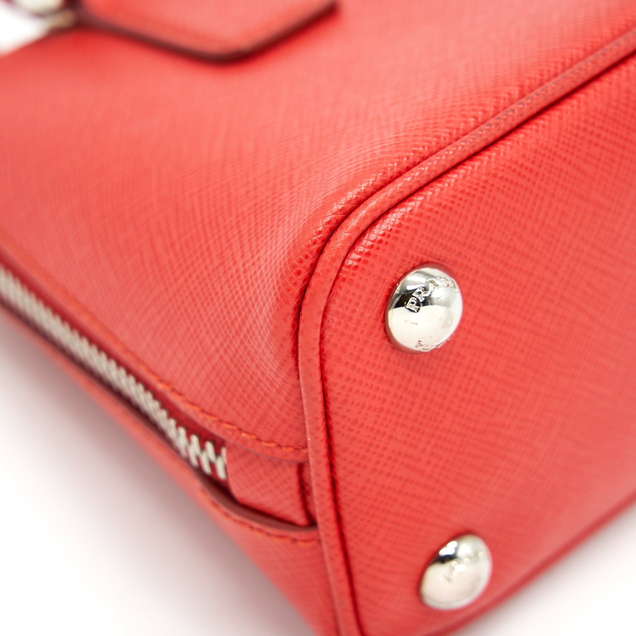 PRADA MINI PROMENADE SAFFIANO LUX LEATHER CROSSBODY BAG IN RED