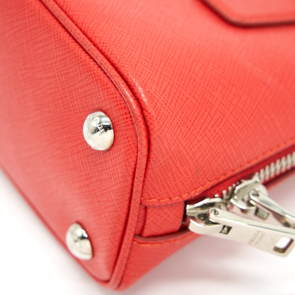 PRADA MINI PROMENADE SAFFIANO LUX LEATHER CROSSBODY BAG IN RED