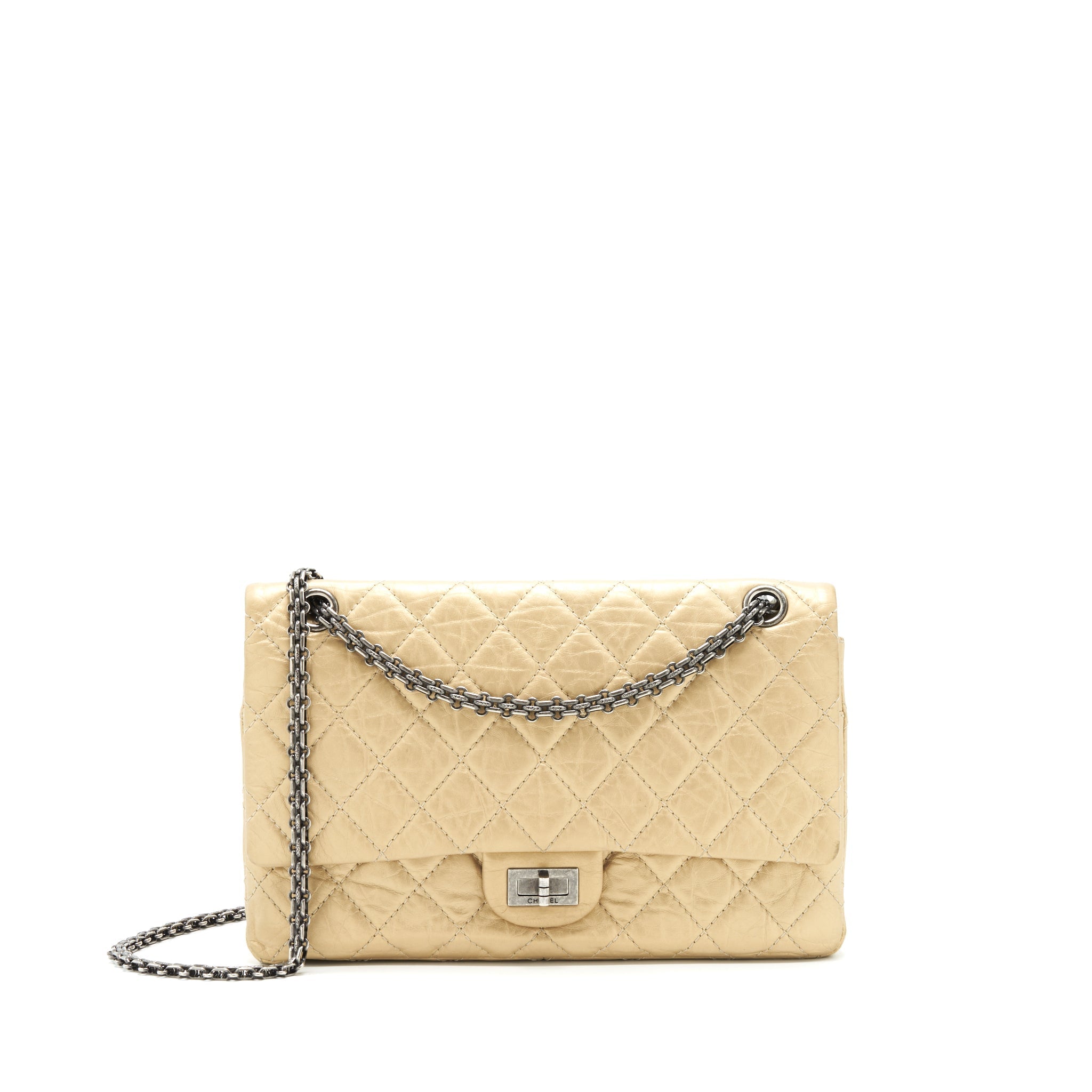 CHANEL 2.55 REISSUE 226 DOUBLE FLAP BAG RUTHENIUM HARDWARE