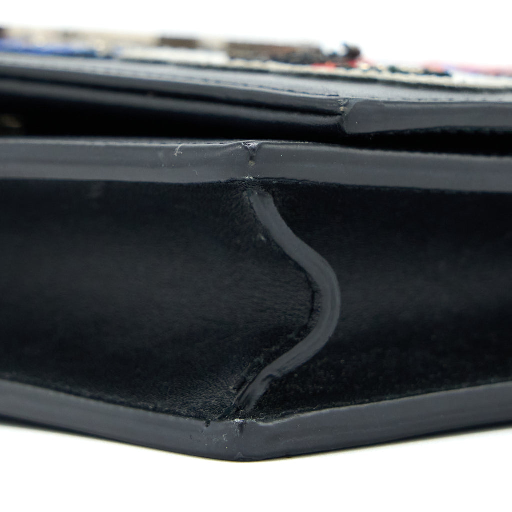 SAINT LAURENT/ YSL KATE SMALL CHAIN WALLET WITH TASSEL BLACK/MULTICOLOUR LIMITED EDITION GHW