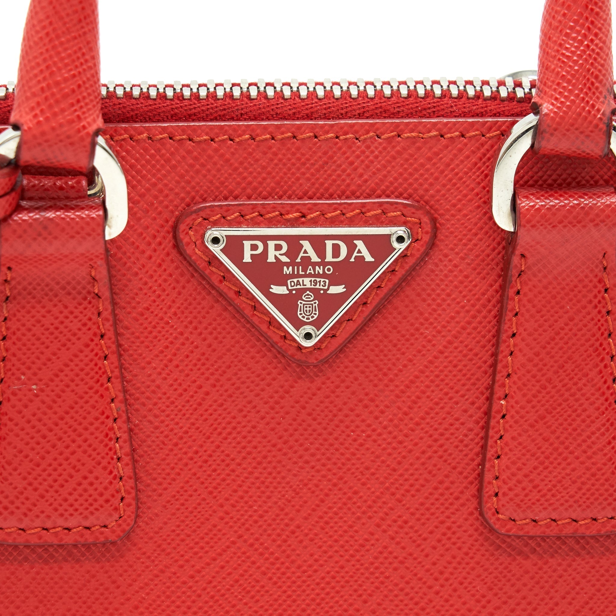 PRADA MINI PROMENADE SAFFIANO LUX LEATHER CROSSBODY BAG IN RED