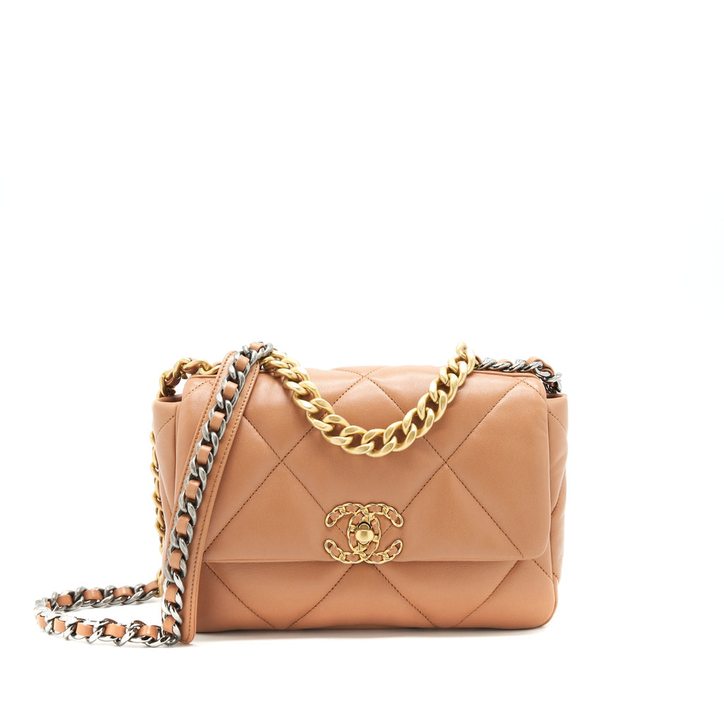 CHANEL 21P CARAMEL SMALL 19 FLAP BAG GHW