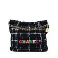CHANEL MEDIUM 22 BAG TWEED MULTICOLOUR GHW(MICROCHIP)
