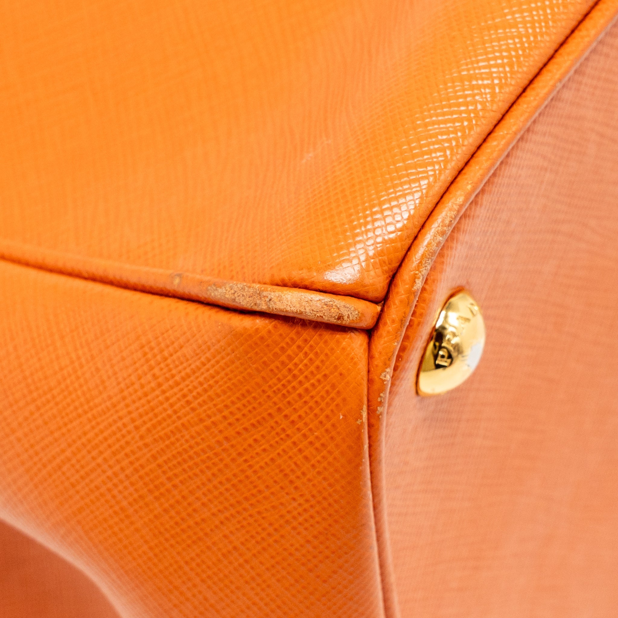 PRADA LARGE SAFFIANO TOTE BAG LEATHER ORANGE GHW