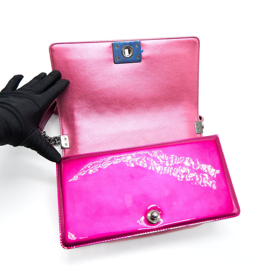 CHANEL MEDIUM LEBOY BAG METALLIC PINK SHW
