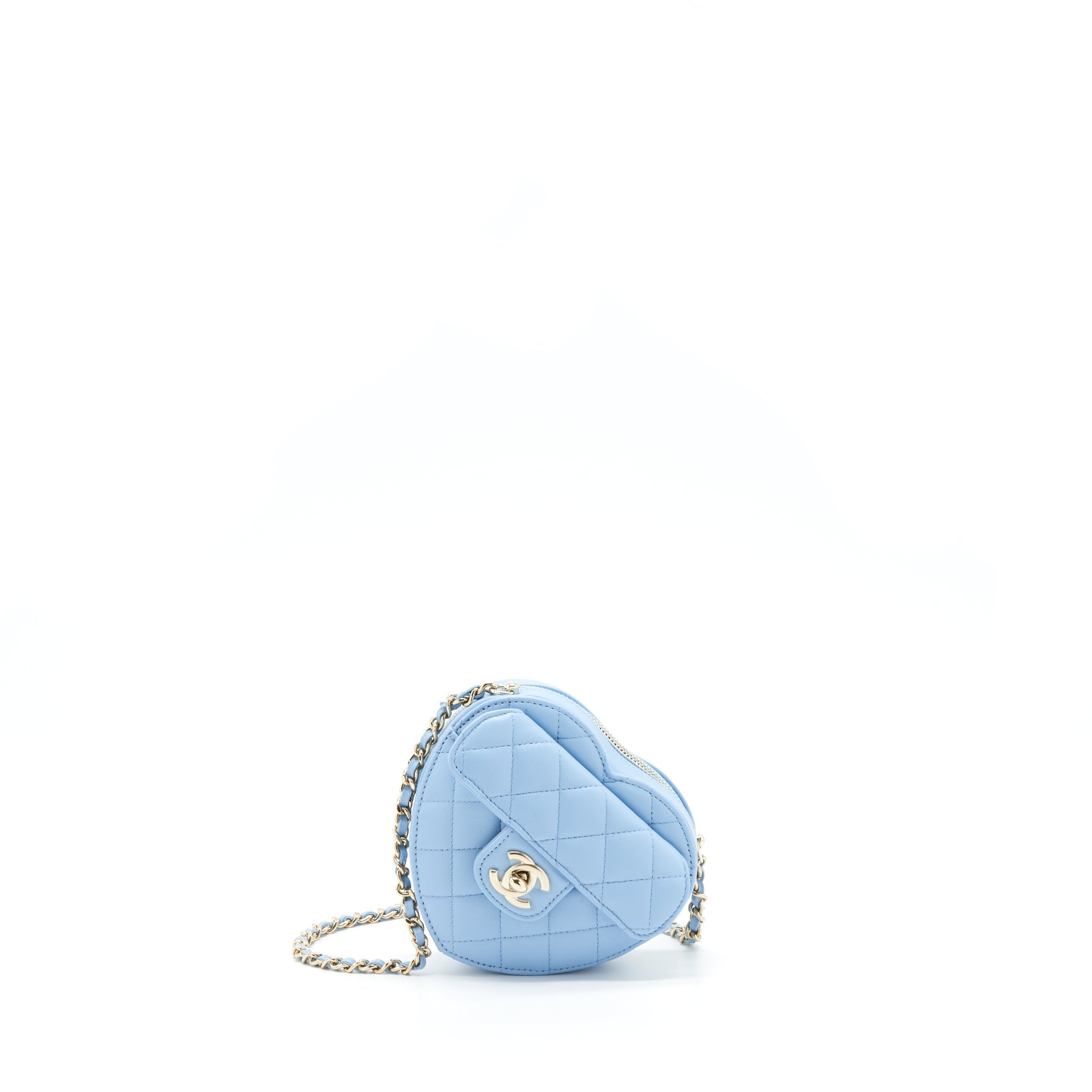 CHANEL 22S SMALL HEART BAG LAMBSKIN LIGHT BLUE LGHW