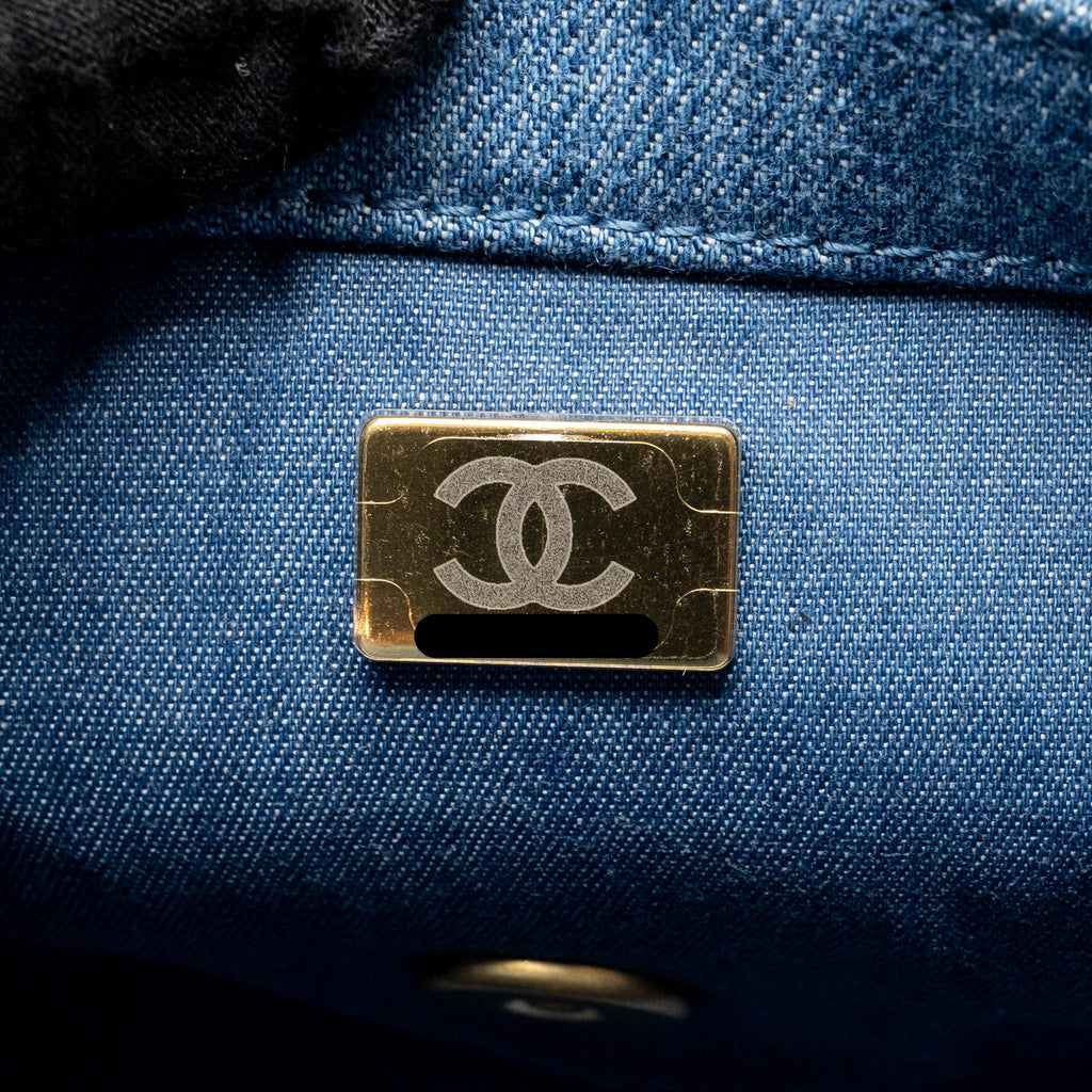 CHANEL PEARL CRUSH MINI RECTANGULAR FLAP BAG DENIM BLUE GHW (MICROCHIP)