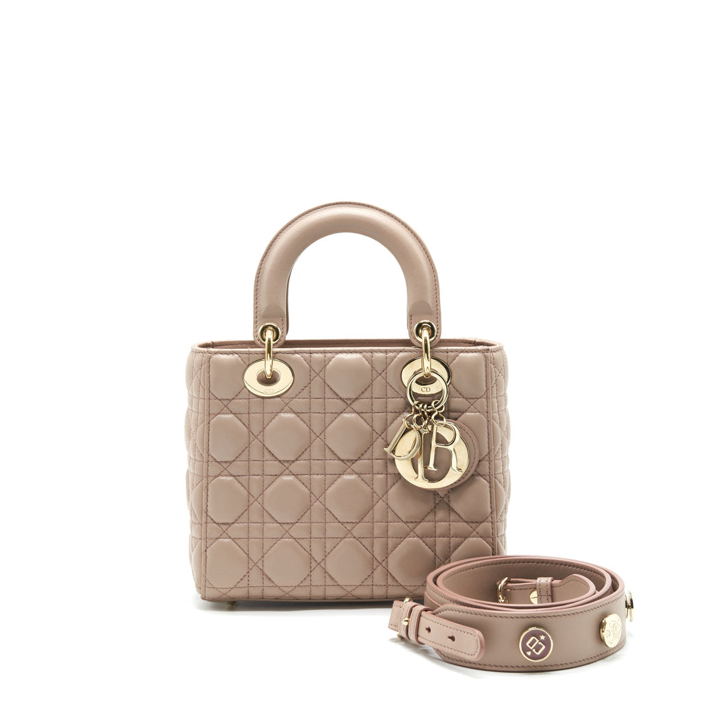 DIOR SMALL LADY DIOR DARK BEIGE LGHW