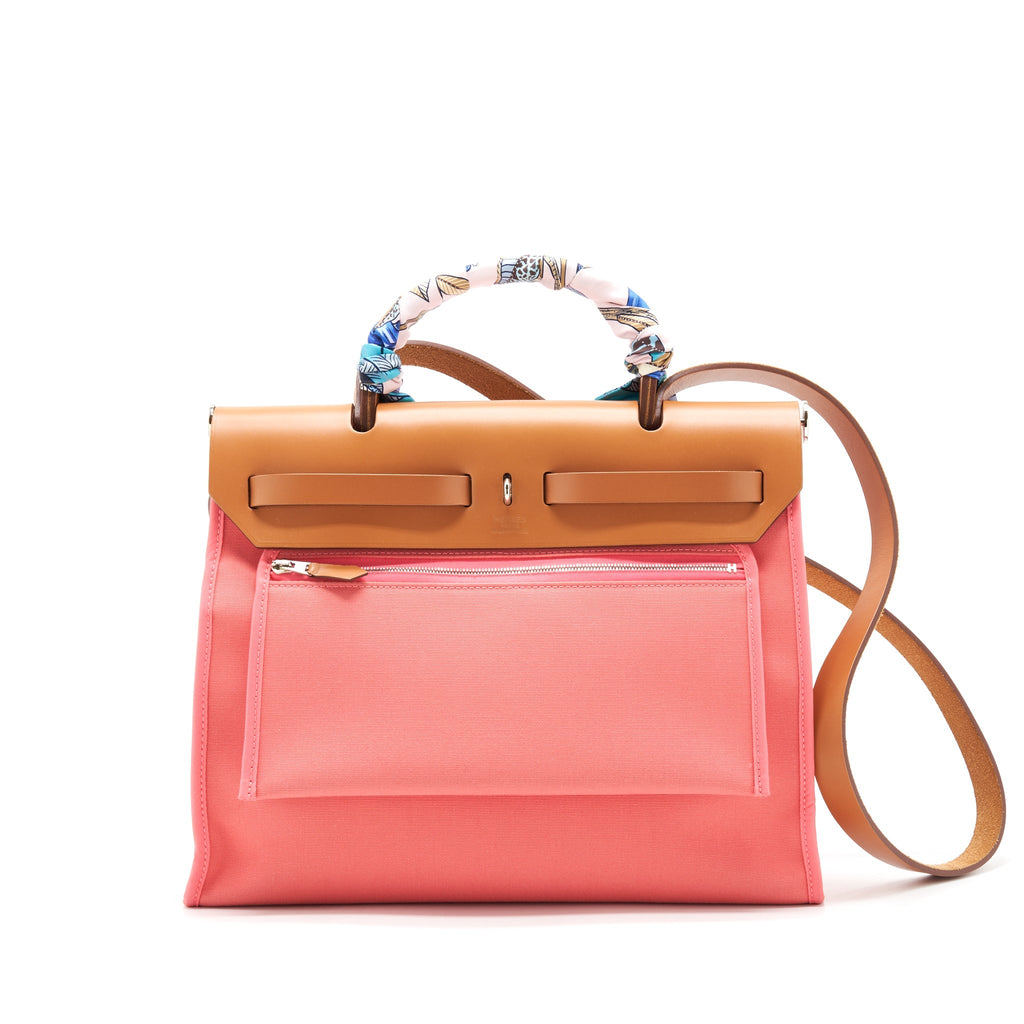 HERMES HERBAG 31 ZIP BAG ROSE AZALEE SHW
