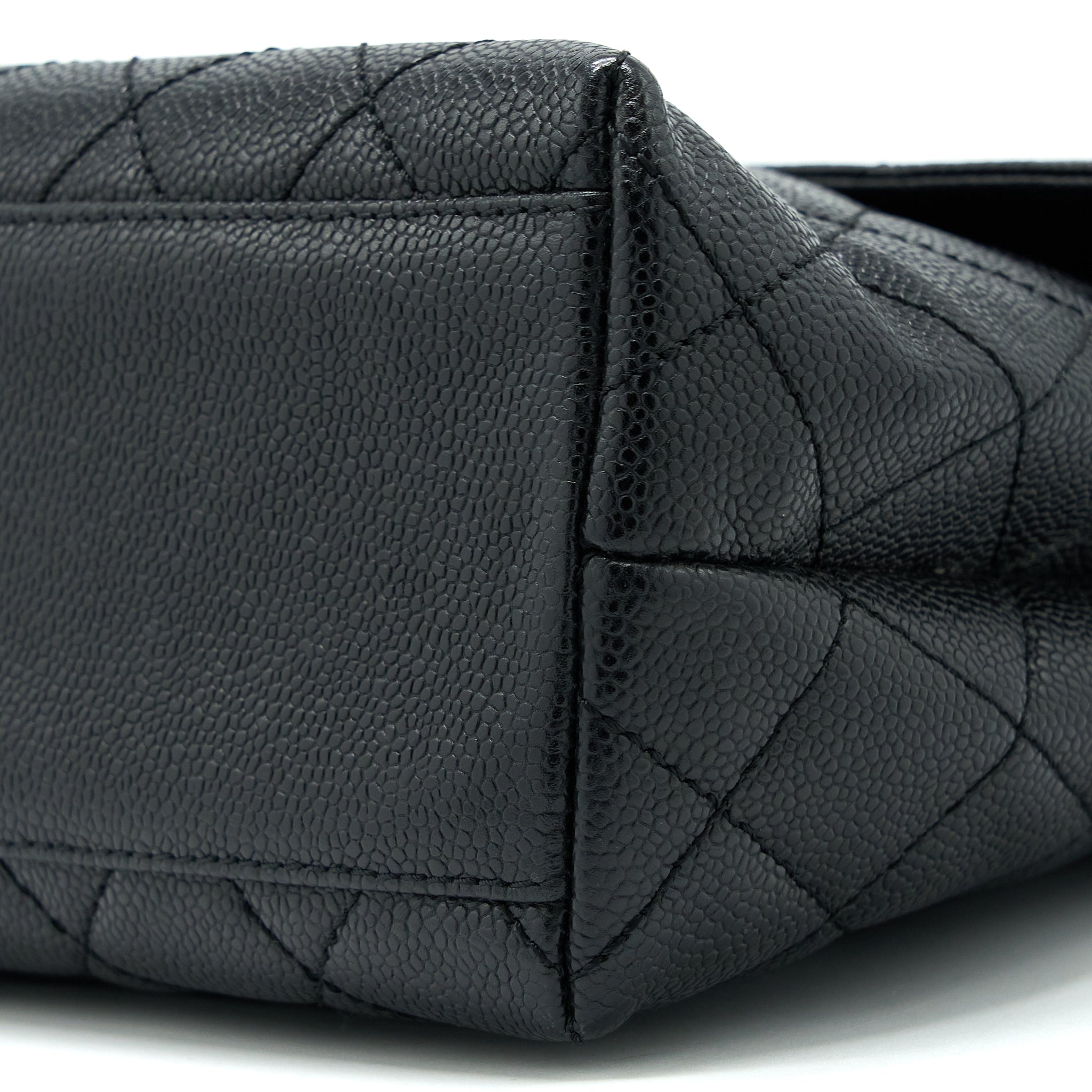 CHANEL VINTAGE TOP HANDLE FLAP BAG CAVIAR BLACK GHW