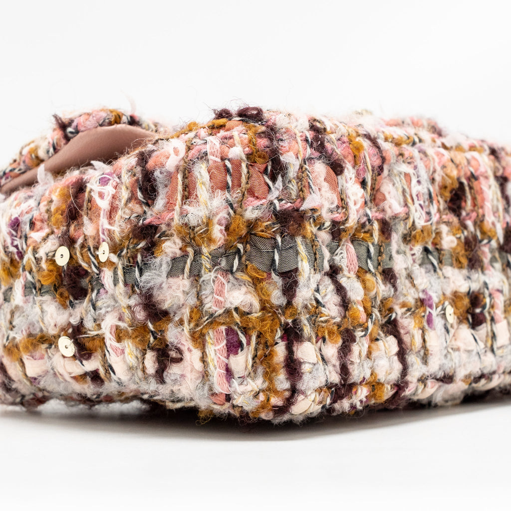 CHANEL 23K MINI RECTANGULAR FLAP BAG TWEED PINK / MULTICOLOUR LGHW (MICROCHIP)