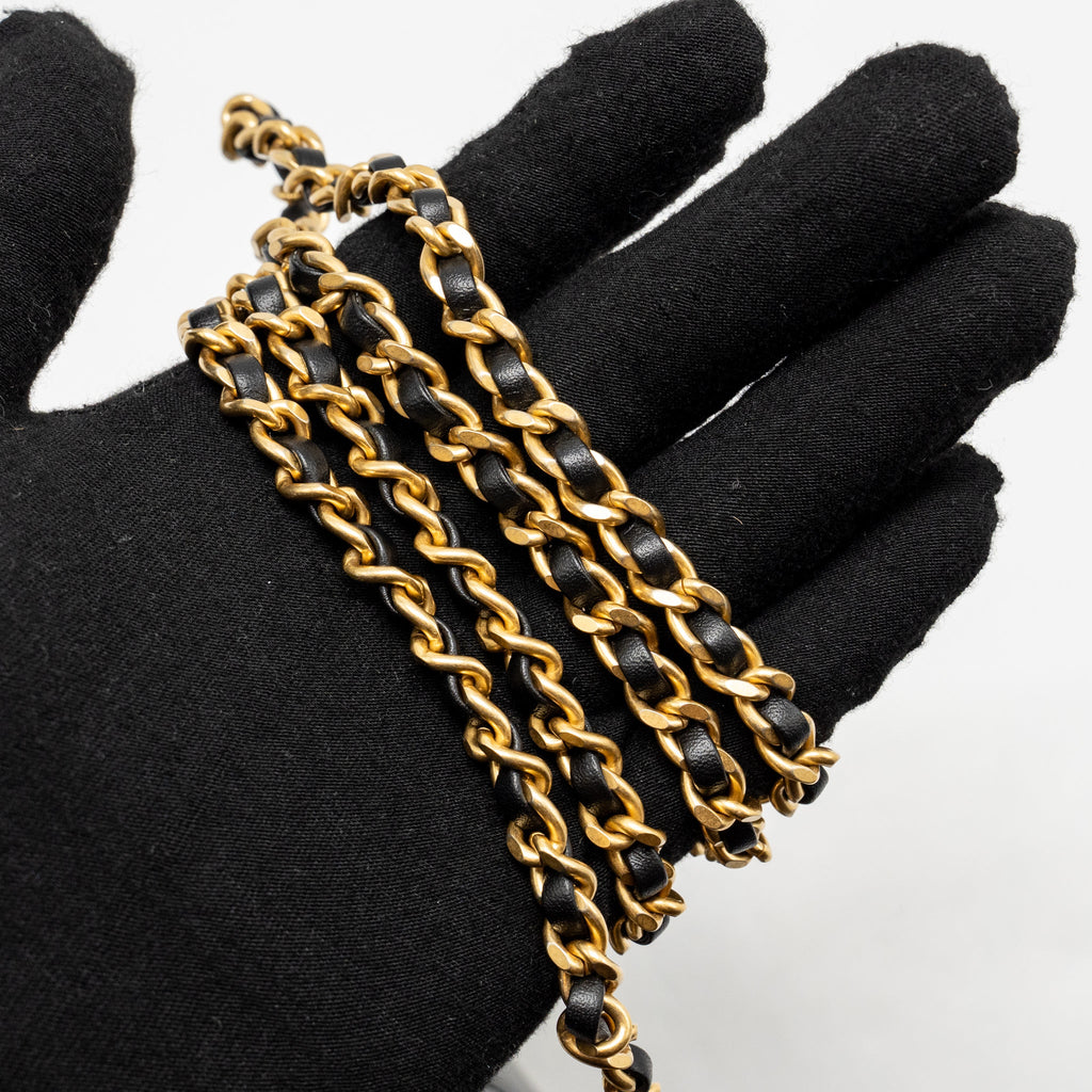 CHANEL GOLD CRUSH MINI FLAP BAG CALFSKIN BLACK GHW (MICROCHIP)