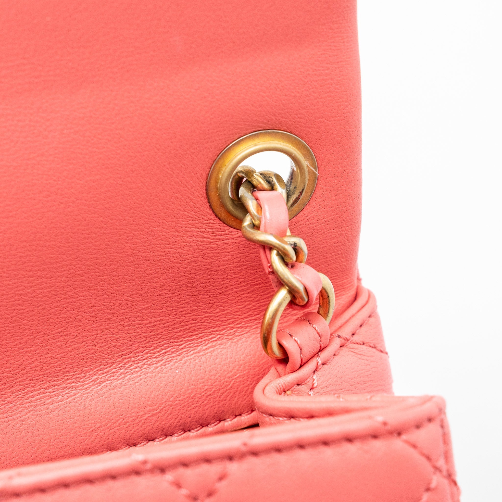 CHANEL PEARL CRUSH MINI SQUARE FLAP BAG LAMBSKIN PINK GHW