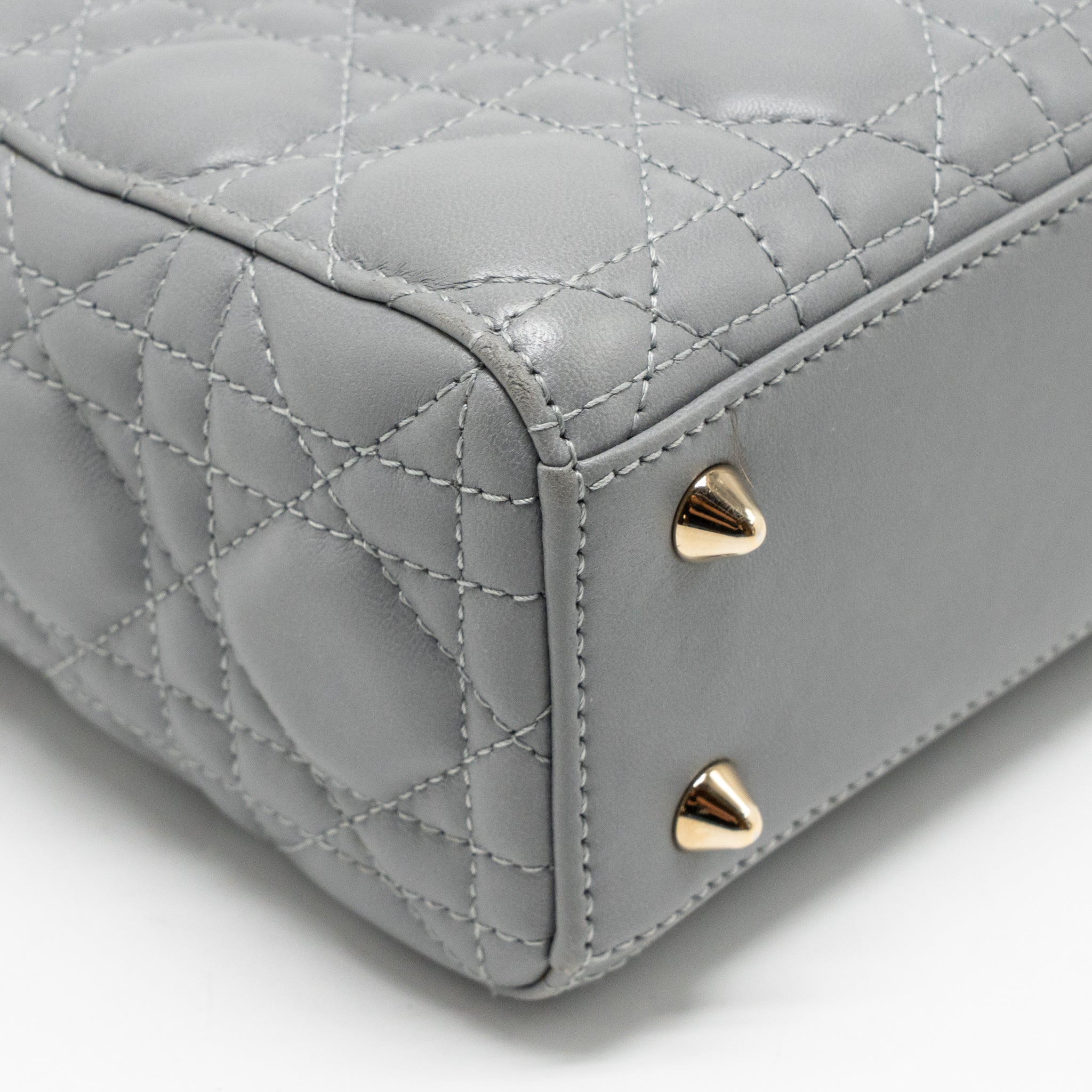 DIOR SMALL LADY DIOR MY ABCDIOR BAG CANNAGE LAMBSKIN GREY LGHW