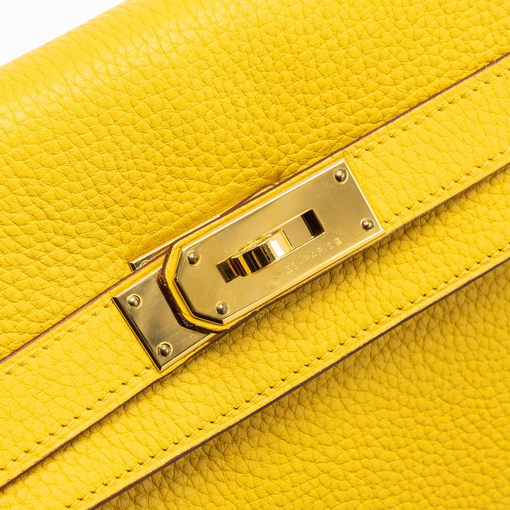 HERMES SHOULDER KELLY CLEMENCE 9D JAUNE AMBER GHW