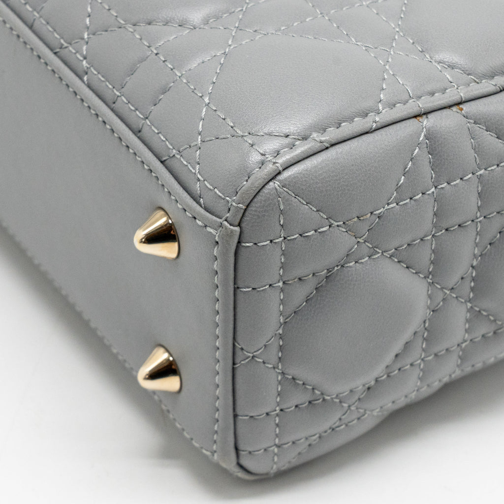 DIOR SMALL LADY DIOR MY ABCDIOR BAG CANNAGE LAMBSKIN GREY LGHW