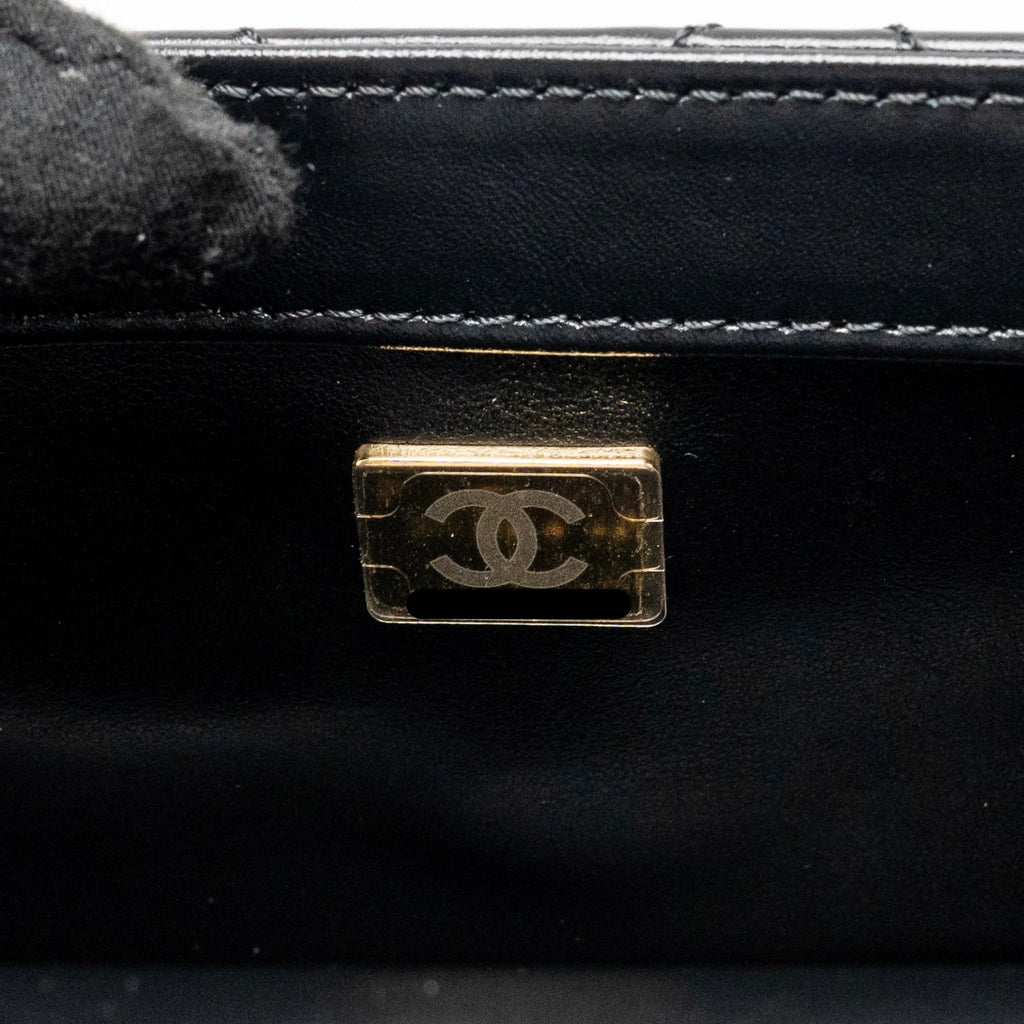 CHANEL GOLD CRUSH MINI FLAP BAG CALFSKIN BLACK GHW (MICROCHIP)