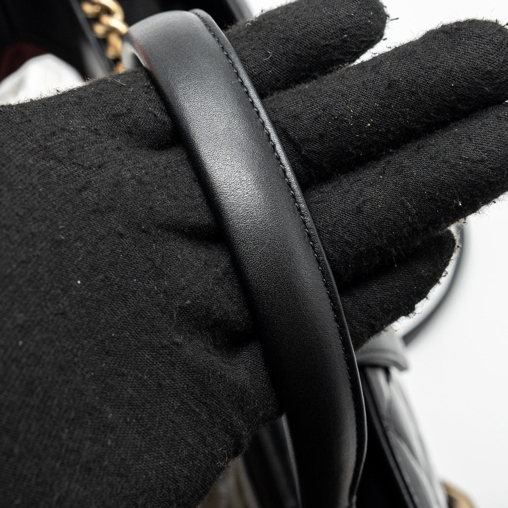 CHANEL LARGE TOTE BAG CALFSKIN BLACK BRUSHED GHW