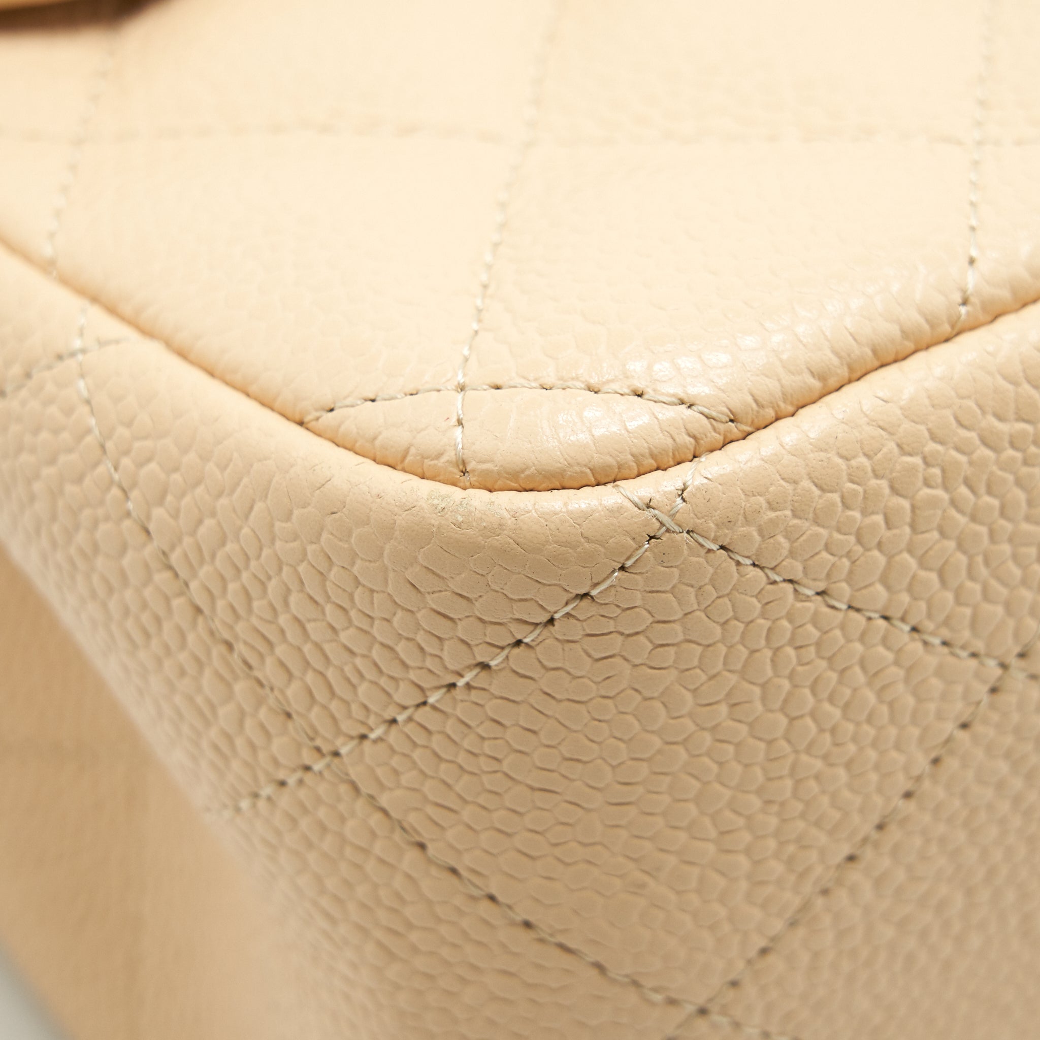 CHANEL CLASSIC JUMBO DOUBLE FLAP BAG CAVIAR BEIGE SHW